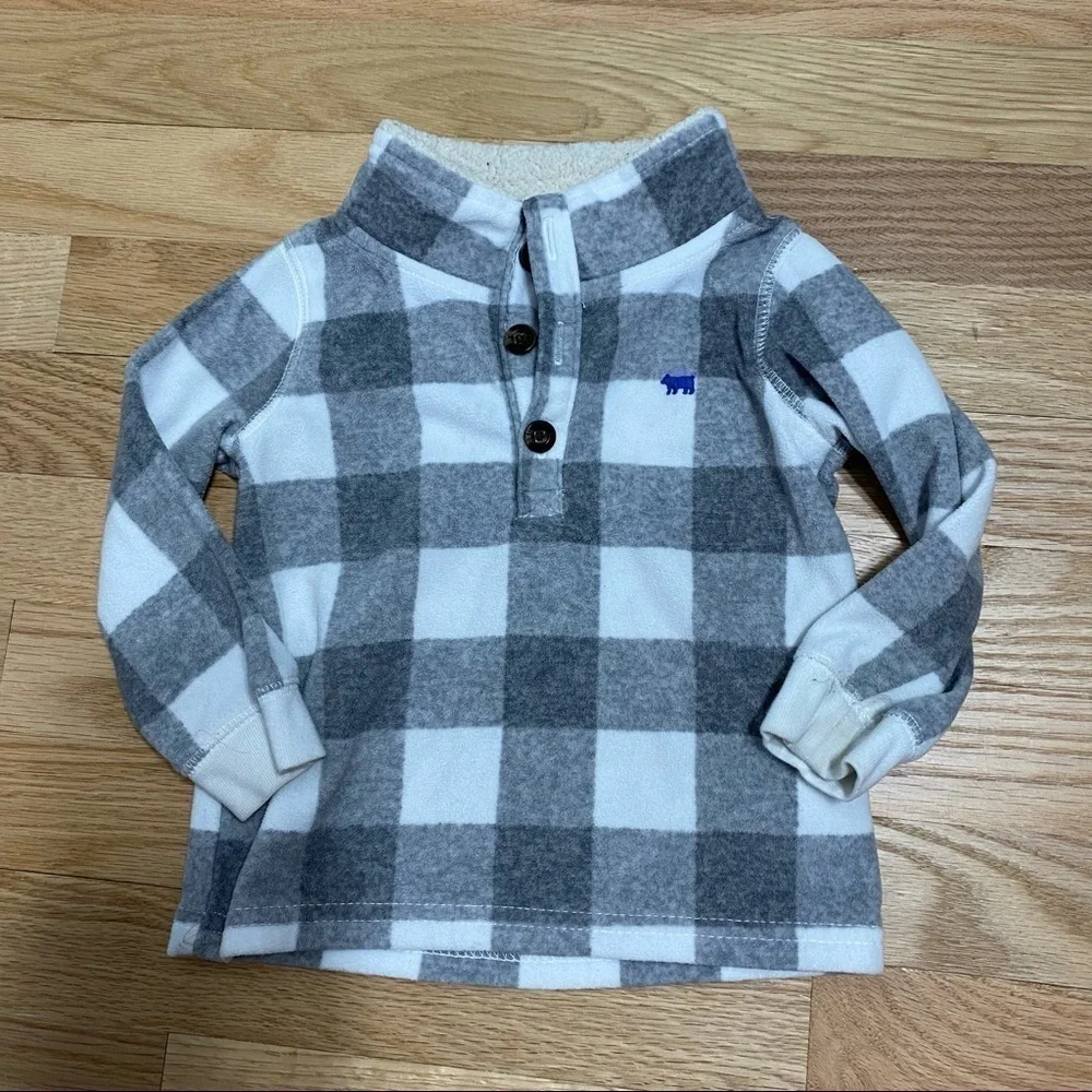 Carter’s Plaid Sweater Gray White 18 mos Boy Baby